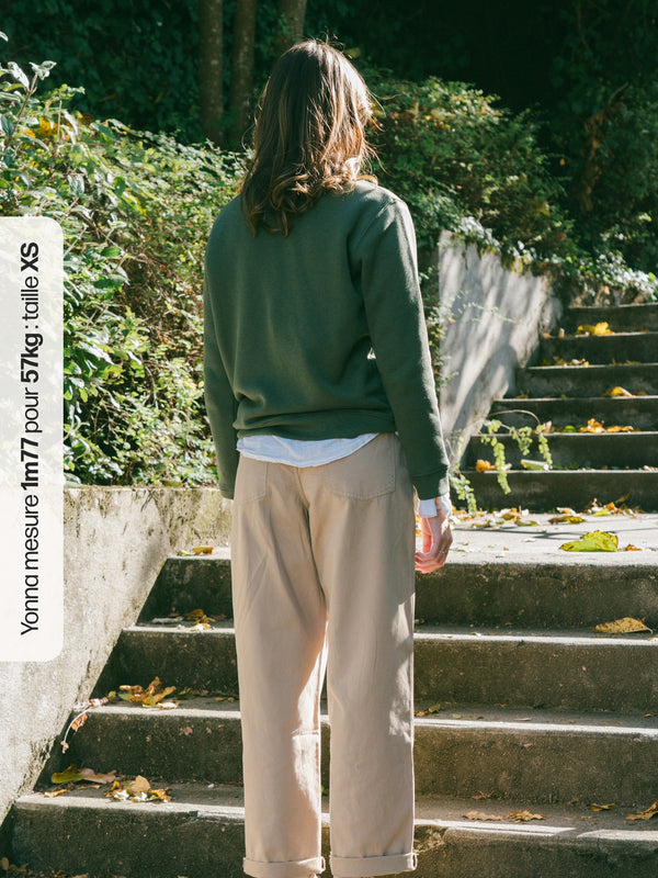 Pétrone sweat homme Tencel coton bio vert kaki femme