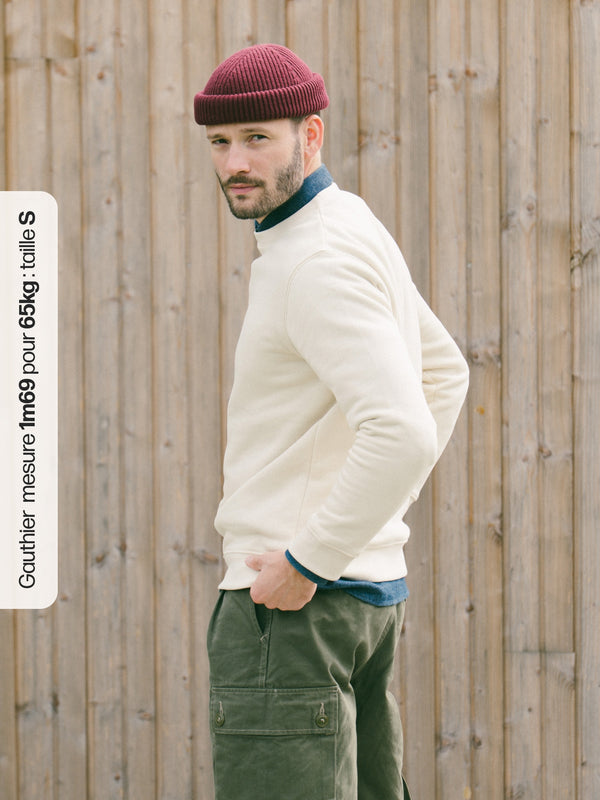Pétrone sweat homme Tencel coton bio écru homme