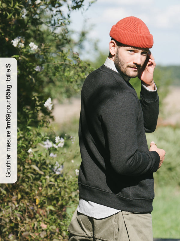 Pétrone sweat homme Tencel coton bio gris anthracite homme