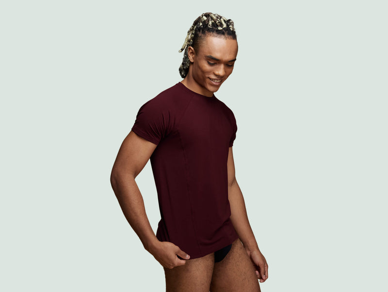 Pétrone T-shirt sport tencel bordeaux foncé homme