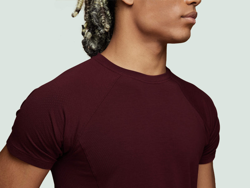 Pétrone T-shirt sport tencel bordeaux foncé homme