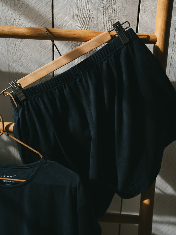 Pétrone short de pyjama bleu marine femme