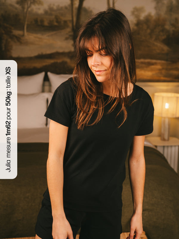 Pétrone t-shirt boxy coton bio tencel lyocell noir femme