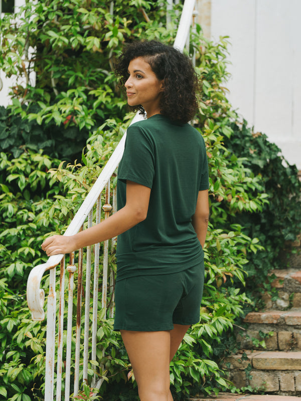 Pétrone T-shirt manches courtes coton pima micromodal vert bouteille femme