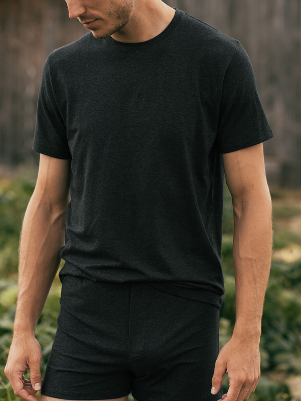 Pétrone T-shirt manches courtes coton pima micromodal gris anthracite homme