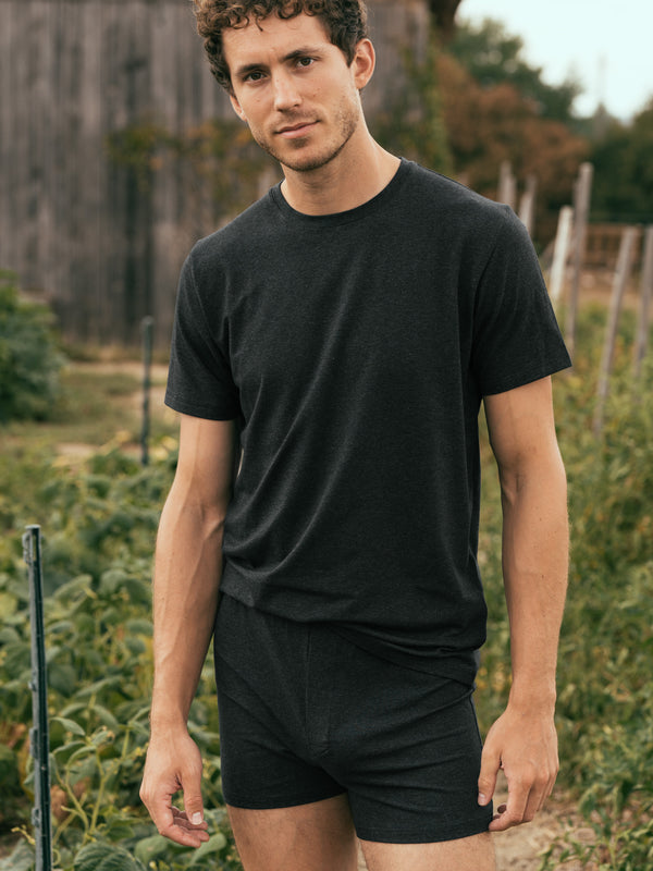 Pétrone T-shirt manches courtes coton pima micromodal gris anthracite homme
