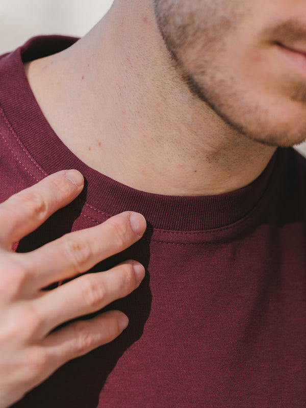Pétrone T-shirt manches courtes coton bio tencel bordeaux homme