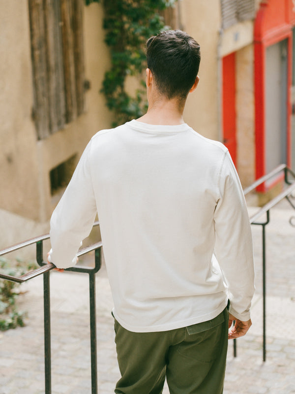 Pétrone T-shirt manches courtes coton bio tencel blanc crème homme