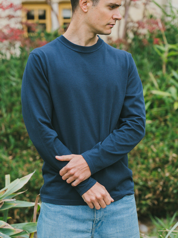 Pétrone T-shirt manches courtes coton bio tencel bleu marine homme