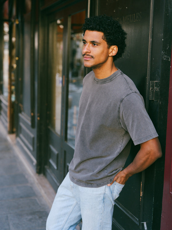Pétrone T-shirt manches courtes coton bio tencel gris homme