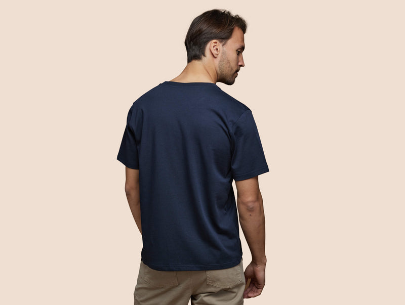 Pétrone T-shirt manches courtes coton pima micromodal bleu marine homme