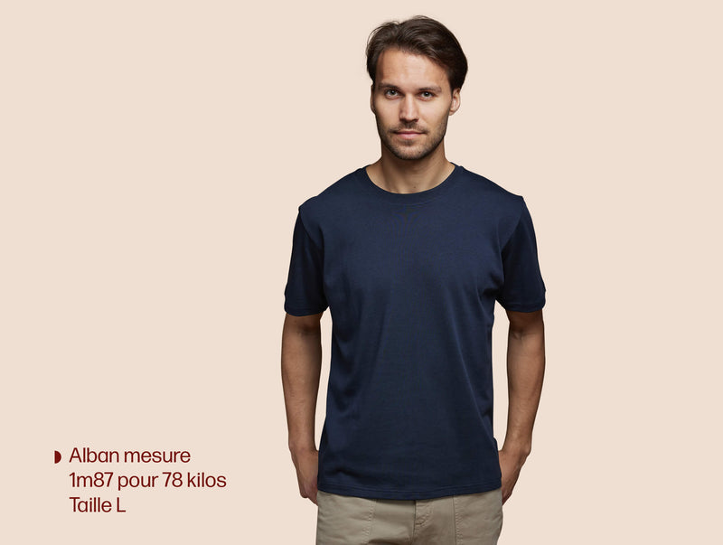 Pétrone T-shirt manches courtes coton pima micromodal bleu marine homme