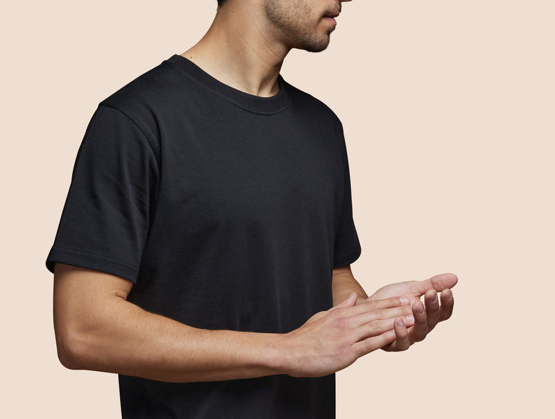 Pétrone T-shirt manches courtes coton bio tencel noir homme