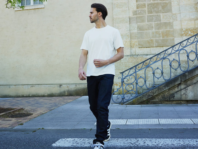 Pétrone T-shirt manches courtes coton pima micromodal blanc crème homme
