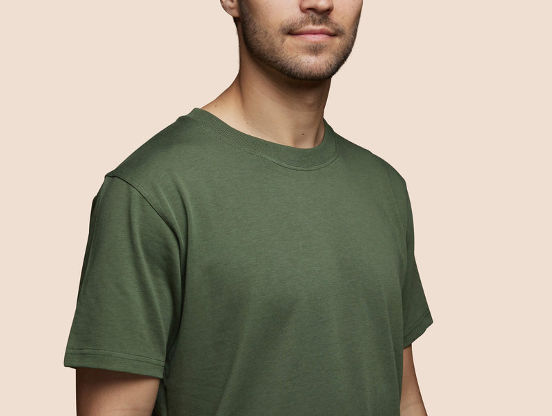 Pétrone T-shirt manches courtes coton pima micromodal vert kaki homme
