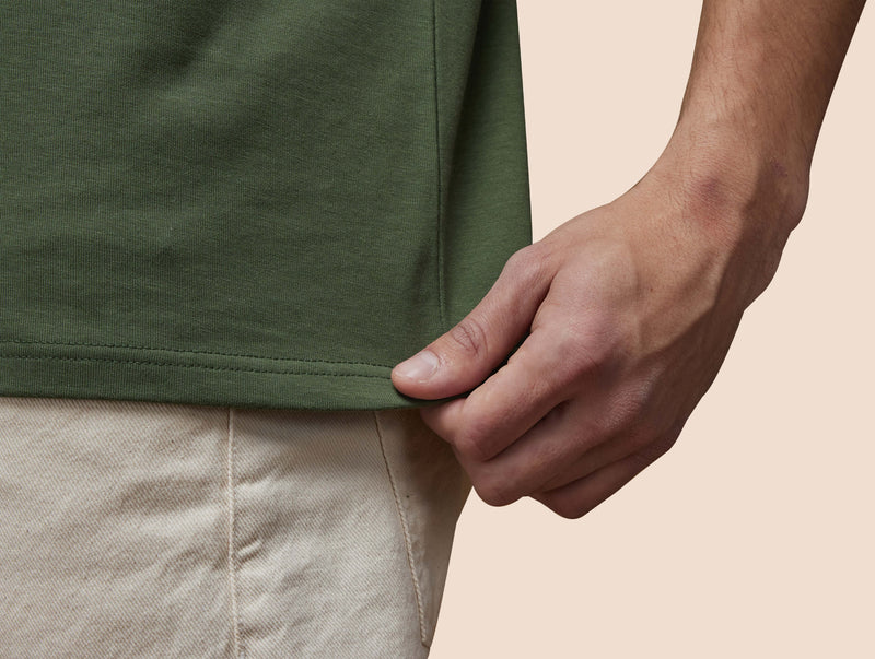 Pétrone T-shirt manches courtes coton pima micromodal vert kaki homme