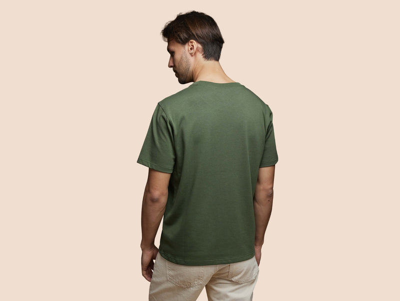 Pétrone T-shirt manches courtes coton pima micromodal vert kaki homme