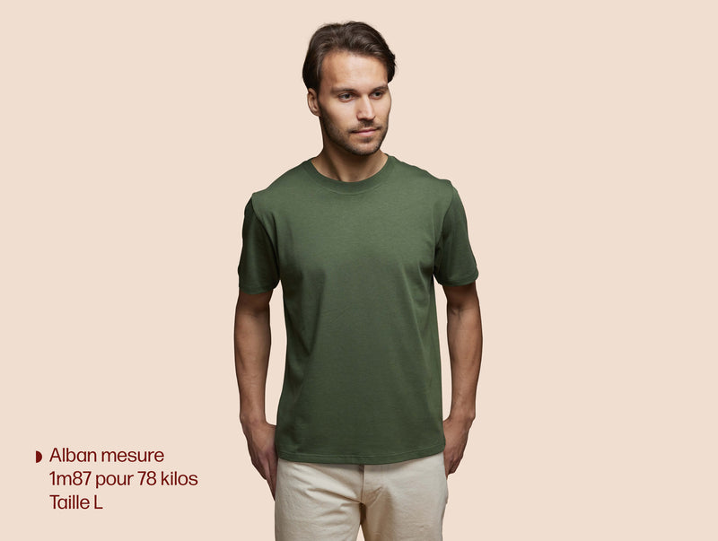 Pétrone T-shirt manches courtes coton pima micromodal vert kaki homme