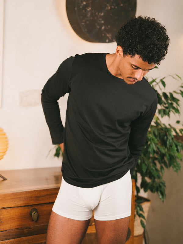Pétrone T-shirt manches longues coton biologique tencel lyocell noir homme