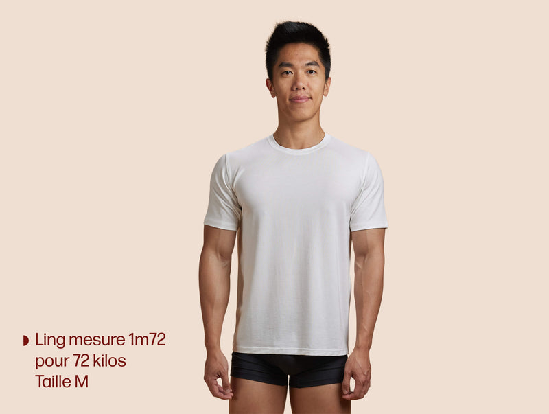 Pétrone T-shirt droit sport tencel blanc crème homme