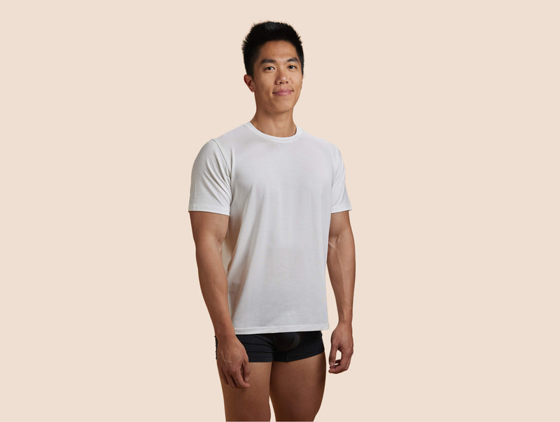 Pétrone T-shirt droit sport tencel blanc crème homme