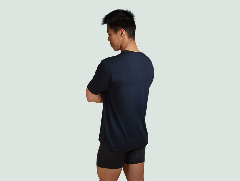 Pétrone T-shirt droit sport tencel bleu marine homme