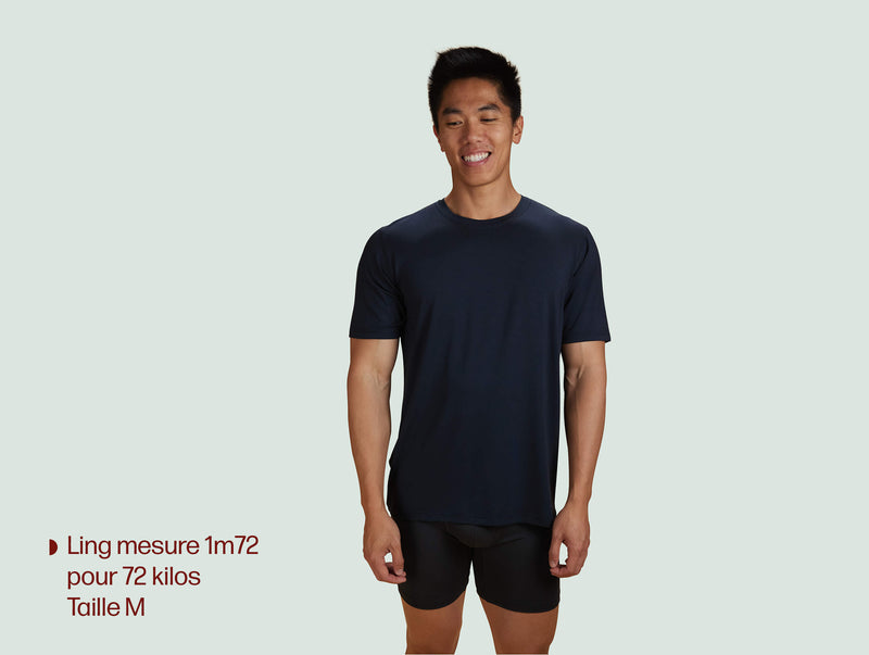 Pétrone T-shirt droit sport tencel bleu marine homme