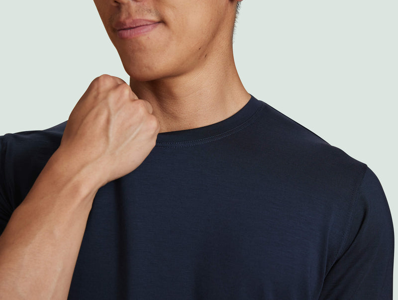 Pétrone T-shirt droit sport tencel bleu marine homme