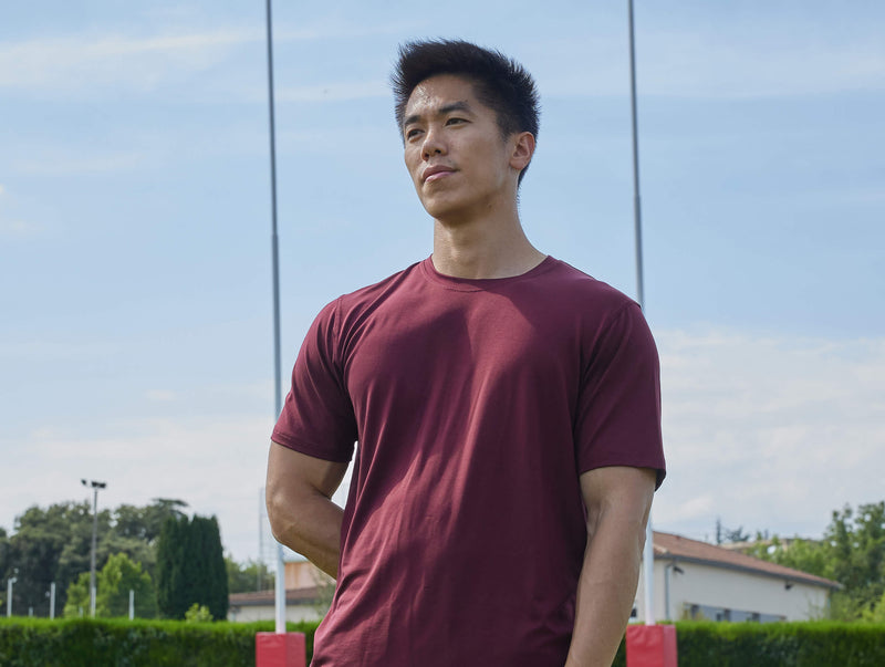Pétrone T-shirt droit sport tencel bordeaux foncé homme