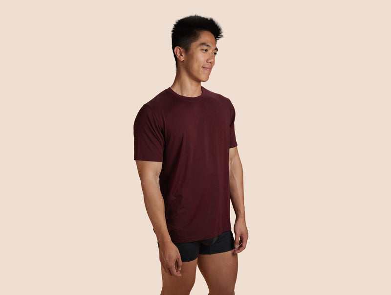 Pétrone T-shirt droit sport tencel bordeaux foncé homme