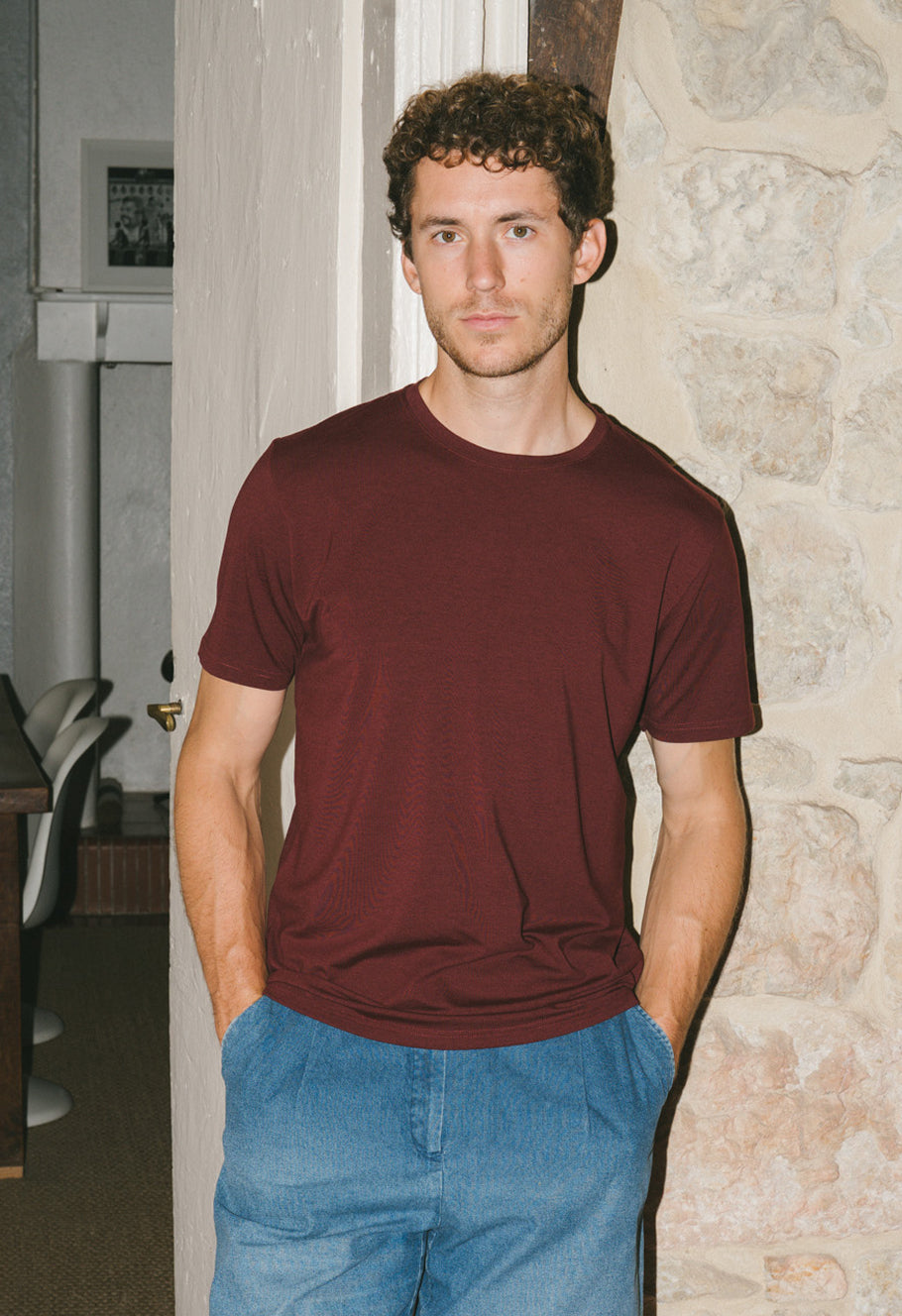 t-shirt bordeaux homme coton bio tencel lyocell portugal