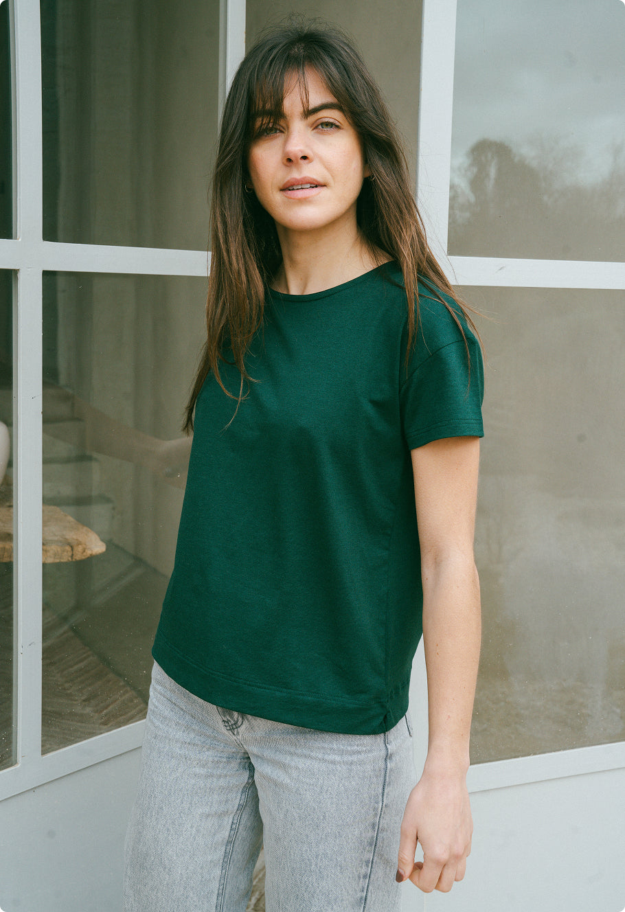 t-shirt vert femme coton bio tencel lyocell portugal