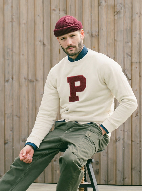 Pétrone sweat homme Tencel coton bio écru