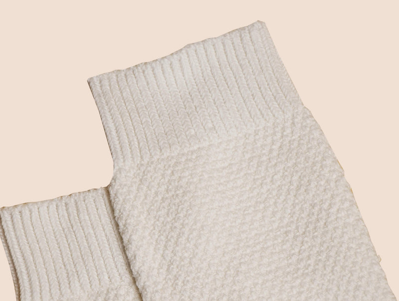 Pétrone chaussettes gaufrées chaudes coton épais blanc crème homme