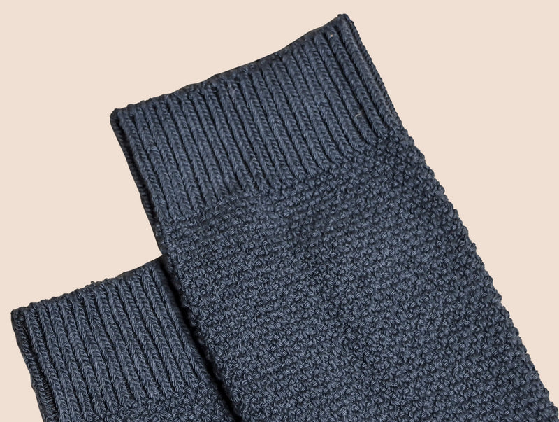 Pétrone chaussettes gaufrées chaudes coton épais bleu acier homme