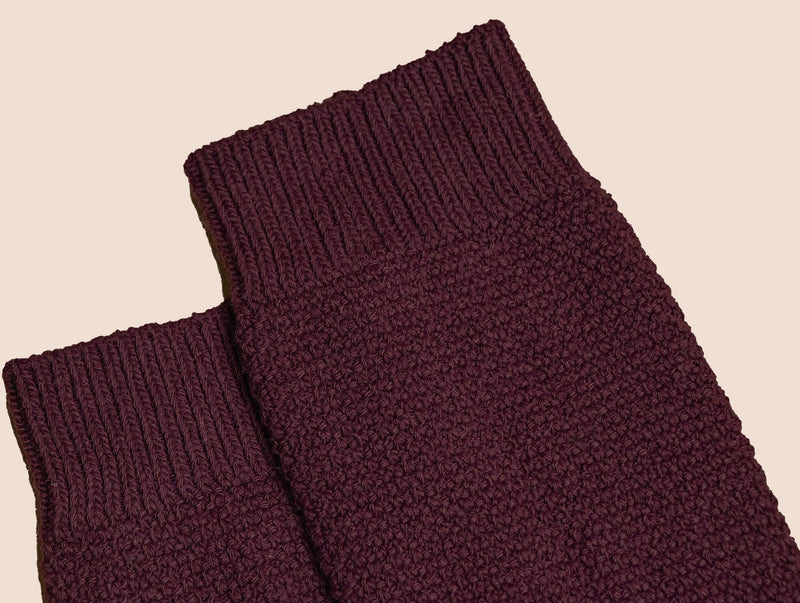 Pétrone chaussettes gaufrées chaudes coton épais bordeaux foncé homme
