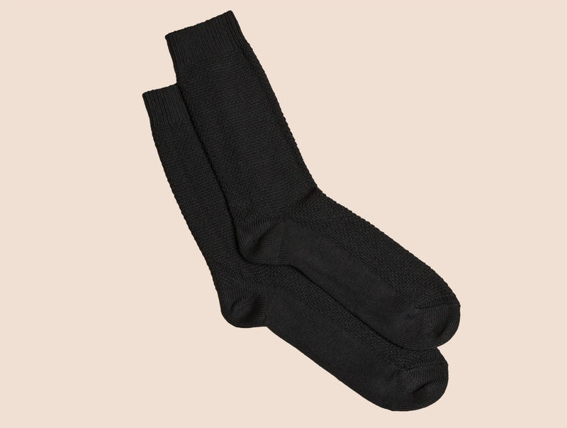 Pétrone chaussettes gaufrées chaudes coton épais noir homme