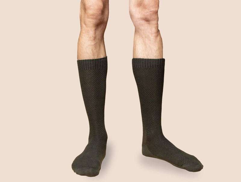 Pétrone chaussettes gaufrées chaudes coton épais vert kaki homme