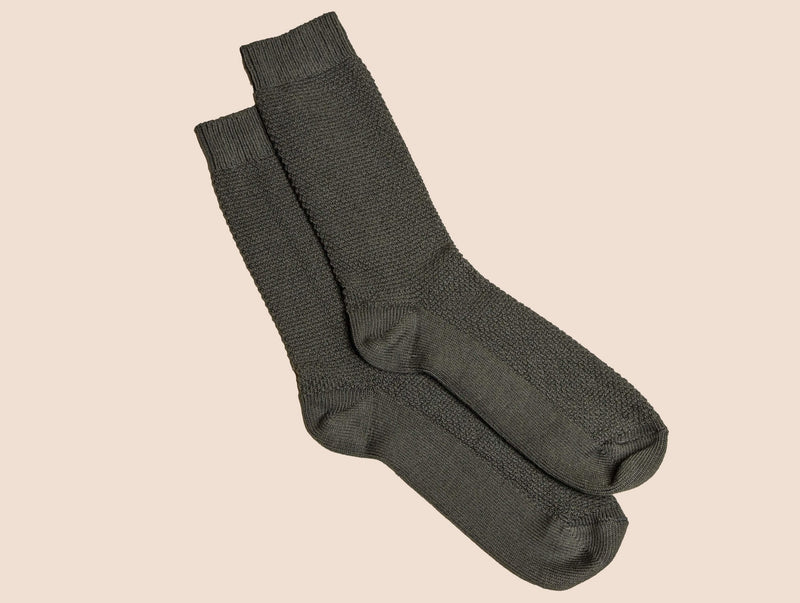 Pétrone chaussettes gaufrées chaudes coton épais vert kaki homme