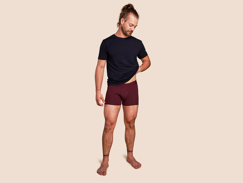 Pétrone boxer coton bio bordeaux foncé homme