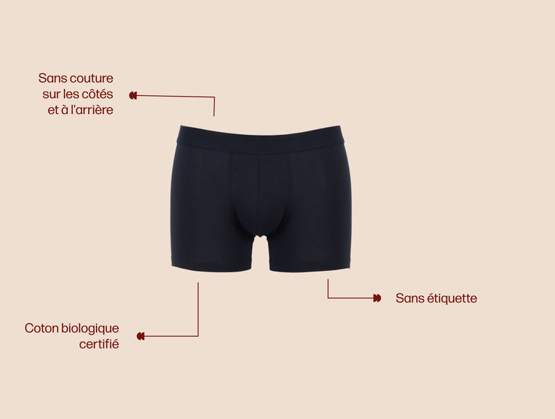 Pétrone boxer coton bio noir homme