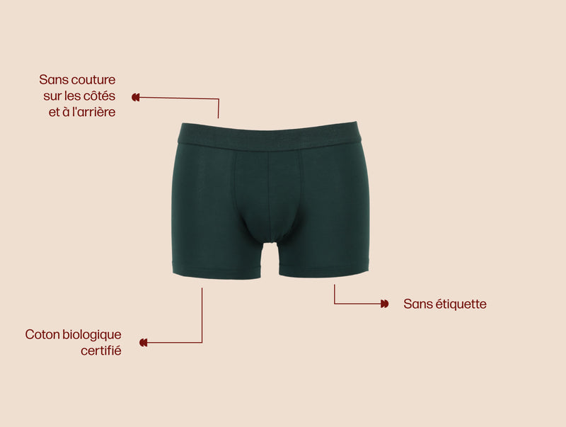 Pétrone boxer coton bio vert bouteille homme