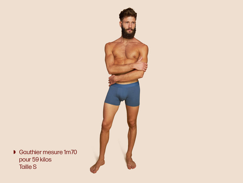 Pétrone boxer coton bio bleu céruléen homme