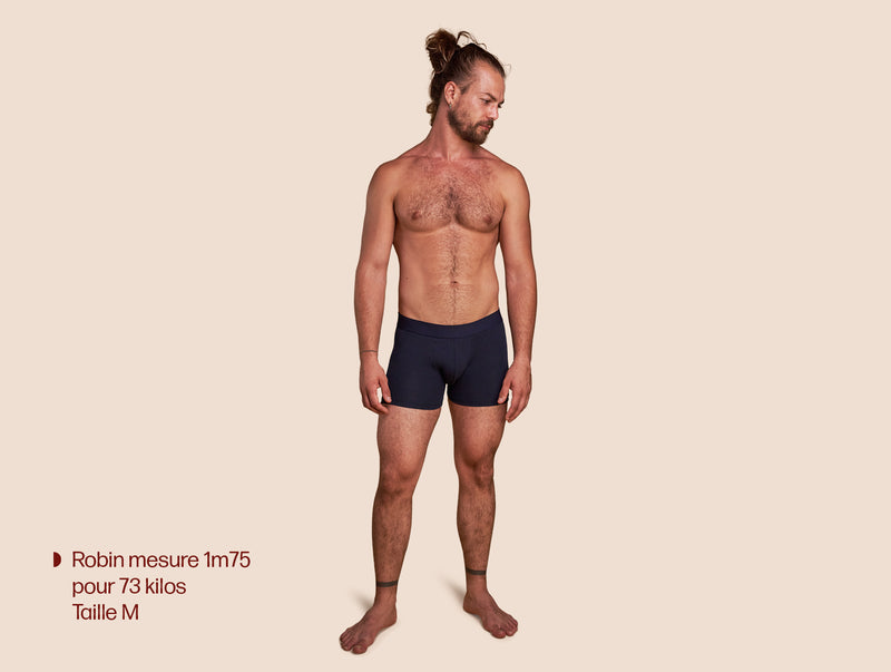 Pétrone boxer coton bio bleu marine homme