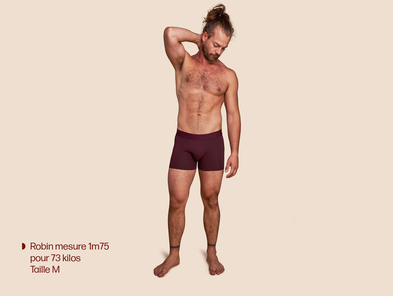 Pétrone boxer coton bio lie-de-vin homme