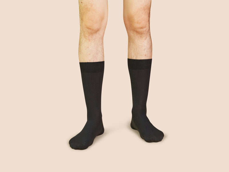 Pétrone chaussettes nid d'abeille fil d'Ecosse gris homme