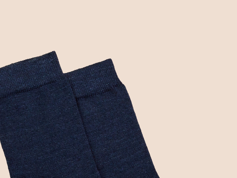 Petrone-chaussettes-lin-coton-homme-posee-bleu marine